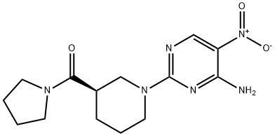 Methanone, [(3R)-1-(4-amino-5-nitro-2-pyrimidinyl)-3-piperidinyl]-1-pyrrolidinyl- Structure