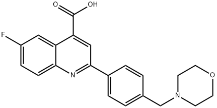 4-Quinolinecarboxylic acid, 6-fluoro-2-[4-(4-morpholinylmethyl)phenyl]- Structure