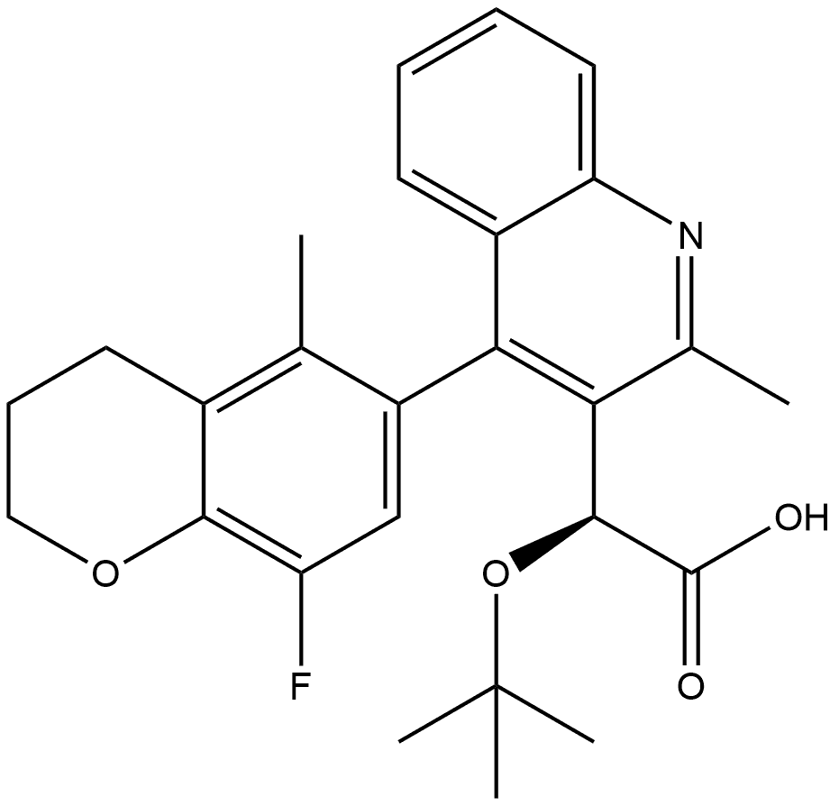 (αS)-α-(1,1-Dimethylethoxy)-4-(8-fluoro-3,4-dihydro-5-methyl-2H-1-benzopyran-6-yl)-2-methyl-3-quinolineacetic acid Structure