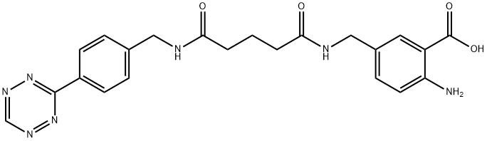 5-((5-((4-(1,2,4,5-tetrazin-3-yl)benzyl)amino)-5-oxopentanamido)methyl)-2-aminobenzoic acid Structure