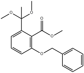 Benzoic acid, 2-(1,1-dimethoxyethyl)-6-(phenylmethoxy)-, methyl ester 구조식 이미지