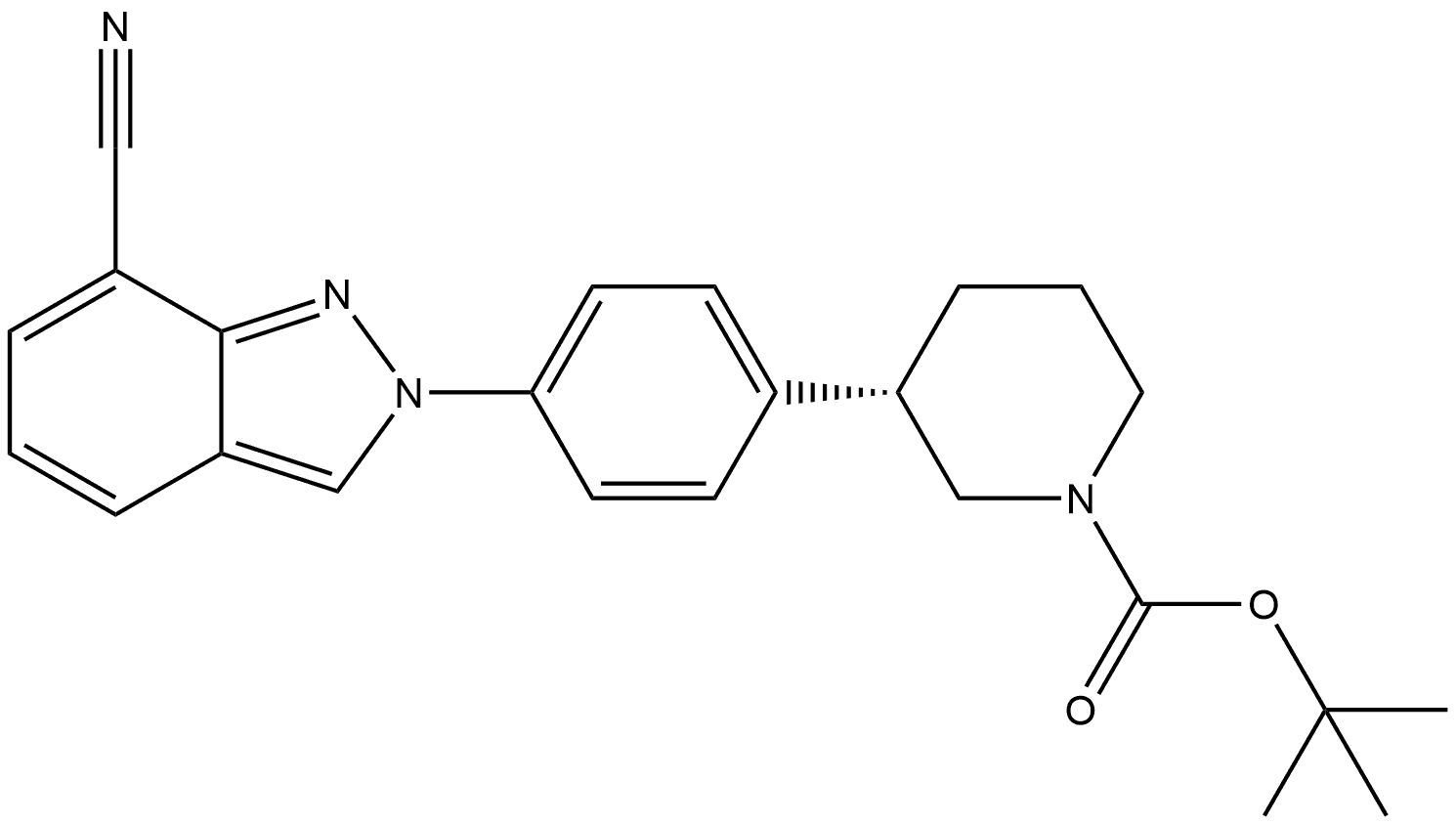 1,1-Dimethylethyl (3S)-3-[4-(7-cyano-2H-indazol-2-yl)phenyl]-1-piperidinecarboxylate Structure