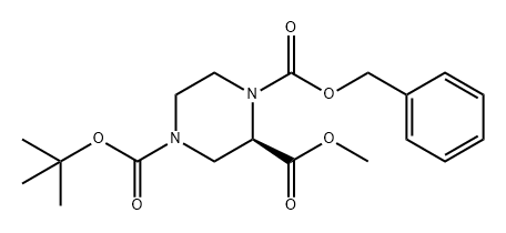 1,2,4-Piperazinetricarboxylic acid, 4-(1,1-dimethylethyl) 2-methyl 1-(phenylmethyl) ester, (2R)- Structure