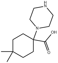 Cyclohexanecarboxylic acid, 4,4-dimethyl-1-(1-piperazinyl)- Structure