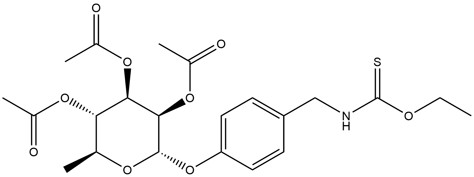 Carbamothioic acid, [[4-[(2,3,4-tri-O-acetyl-6-deoxy-α-L-mannopyranosyl)oxy]phenyl]methyl]-, O-ethyl ester (9CI) 구조식 이미지