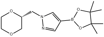 1H-Pyrazole, 1-[(2R)-1,4-dioxan-2-ylmethyl]-4-(4,4,5,5-tetramethyl-1,3,2-dioxaborolan-2-yl)- Structure