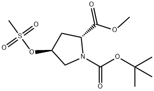 1,2-Pyrrolidinedicarboxylic acid, 4-[(methylsulfonyl)oxy]-, 1-(1,1-dimethylethyl) 2-methyl ester, (2R-trans)- (9CI) Structure