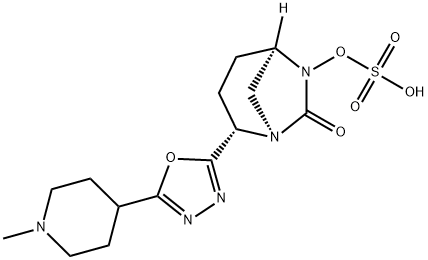 (1R,2S,5R)-2-[5-(1-Methyl-4-piperidinyl)-1,3,4-oxadiazol-2-yl]-7-oxo-1,6-diazabicyclo[3.2.1]oct-6-yl hydrogen sulfate Structure