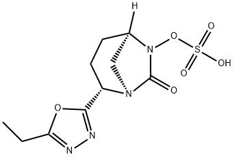 (1R,2S,5R)-2-(5-Ethyl-1,3,4-oxadiazol-2-yl)-7-oxo-1,6-diazabicyclo[3.2.1]oct-6-yl hydrogensulfate Structure