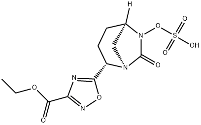 3-Ethyl 5-[(1R,2S,5R)-7-oxo-6-(sulfooxy)-1,6-diazabicyclo[3.2.1]oct-2-yl]-1,2,4-oxadiazole-3-carboxylate Structure