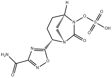 (1R,2S,5R)-2-[3-(Aminocarbonyl)-1,2,4-oxadiazol-5-yl]-7-oxo-1,6-diazabicyclo[3.2.1]oct-6-yl hydrogen sulfate Structure