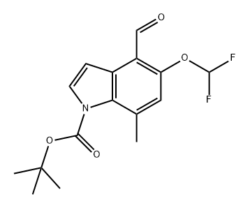 1H-Indole-1-carboxylic acid, 5-(difluoromethoxy)-4-formyl-7-methyl-, 1,1-dimethylethyl ester Structure