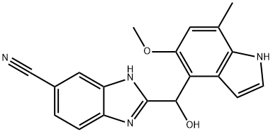 1H-Benzimidazole-6-carbonitrile, 2-[hydroxy(5-methoxy-7-methyl-1H-indol-4-yl)methyl]- Structure