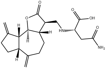 L-Asparagine, N2-[[(3R,3aS,6aR,9aR,9bS)-dodecahydro-6,9-bis(methylene)-2-oxoazuleno[4,5-b]furan-3-yl]methyl]- 구조식 이미지