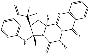 Indolo[3'',2'':4',5']pyrrolo[2',1':3,4]pyrazino[2,1-b]quinazoline-5,8(7H,9aH)-dione, 14b-(1,1-dimethyl-2-propen-1-yl)-10,14b,15,15a-tetrahydro-7-methyl-, (7R,9aS,14bR,15aS)- Structure