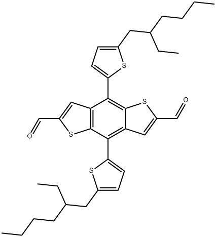 Benzo[1,2-b:4,5-b']dithiophene-2,6-dicarboxaldehyde, 4,8-bis[5-(2-ethylhexyl)-2-thienyl]- 구조식 이미지