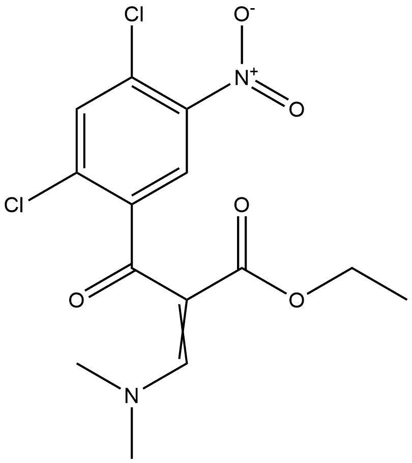 Benzenepropanoic acid, 2,4-dichloro-α-[(dimethylamino)methylene]-5-nitro-β-oxo-, ethyl ester 구조식 이미지