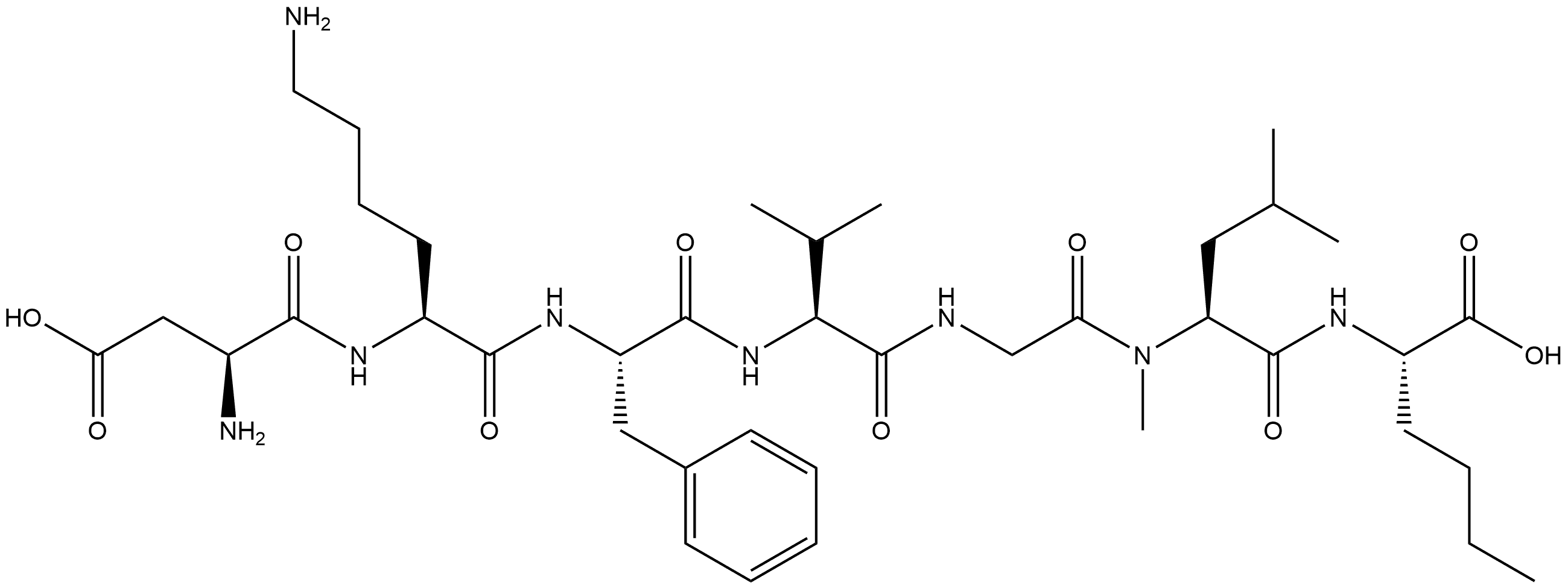 L-Norleucine, L-α-aspartyl-L-lysyl-L-phenylalanyl-L-valylglycyl-N-methyl-L-leucyl- (9CI) Structure