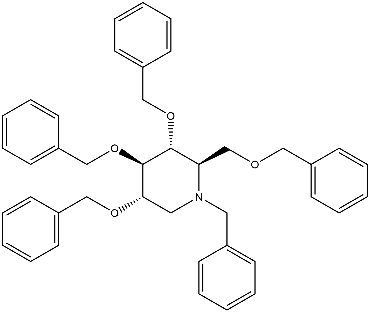 Piperidine, 3,4,5-tris(phenylmethoxy)-2-[(phenylmethoxy)methyl]-1-(phenylmethyl)-, [2R-(2α,3β,4α,5β)]- (9CI) 구조식 이미지