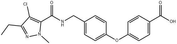 4-[4-[[[(4-Chloro-3-ethyl-1-methyl-1H-pyrazol-5-yl)carbonyl]amino]methyl]phenoxy]benzoic acid Structure