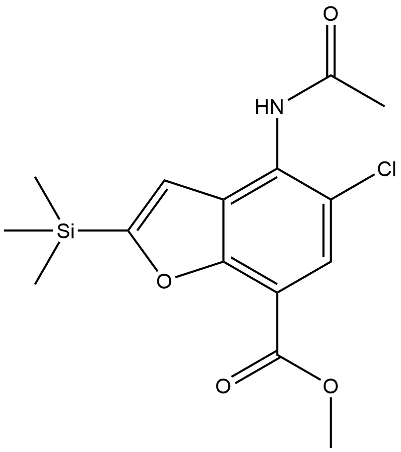 Methyl 4-(acetylamino)-5-chloro-2-(trimethylsilyl)-7-benzofurancarboxylate Structure