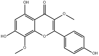 4H-1-Benzopyran-4-one, 5,7-dihydroxy-2-(4-hydroxyphenyl)-3,8-dimethoxy- Structure