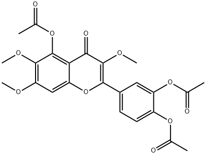 4H-1-Benzopyran-4-one, 5-(acetyloxy)-2-[3,4-bis(acetyloxy)phenyl]-3,6,7-trimethoxy- Structure