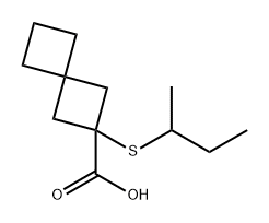 Spiro[3.3]heptane-2-carboxylic acid, 2-[(1-methylpropyl)thio]- Structure
