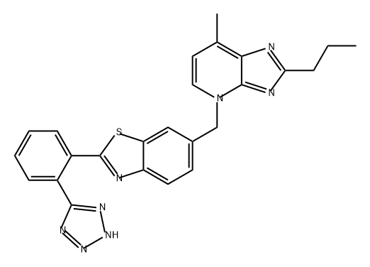 4H-Imidazo[4,5-b]pyridine, 7-methyl-2-propyl-4-[[2-[2-(2H-tetrazol-5-yl)phenyl]-6-benzothiazolyl]methyl]- Structure