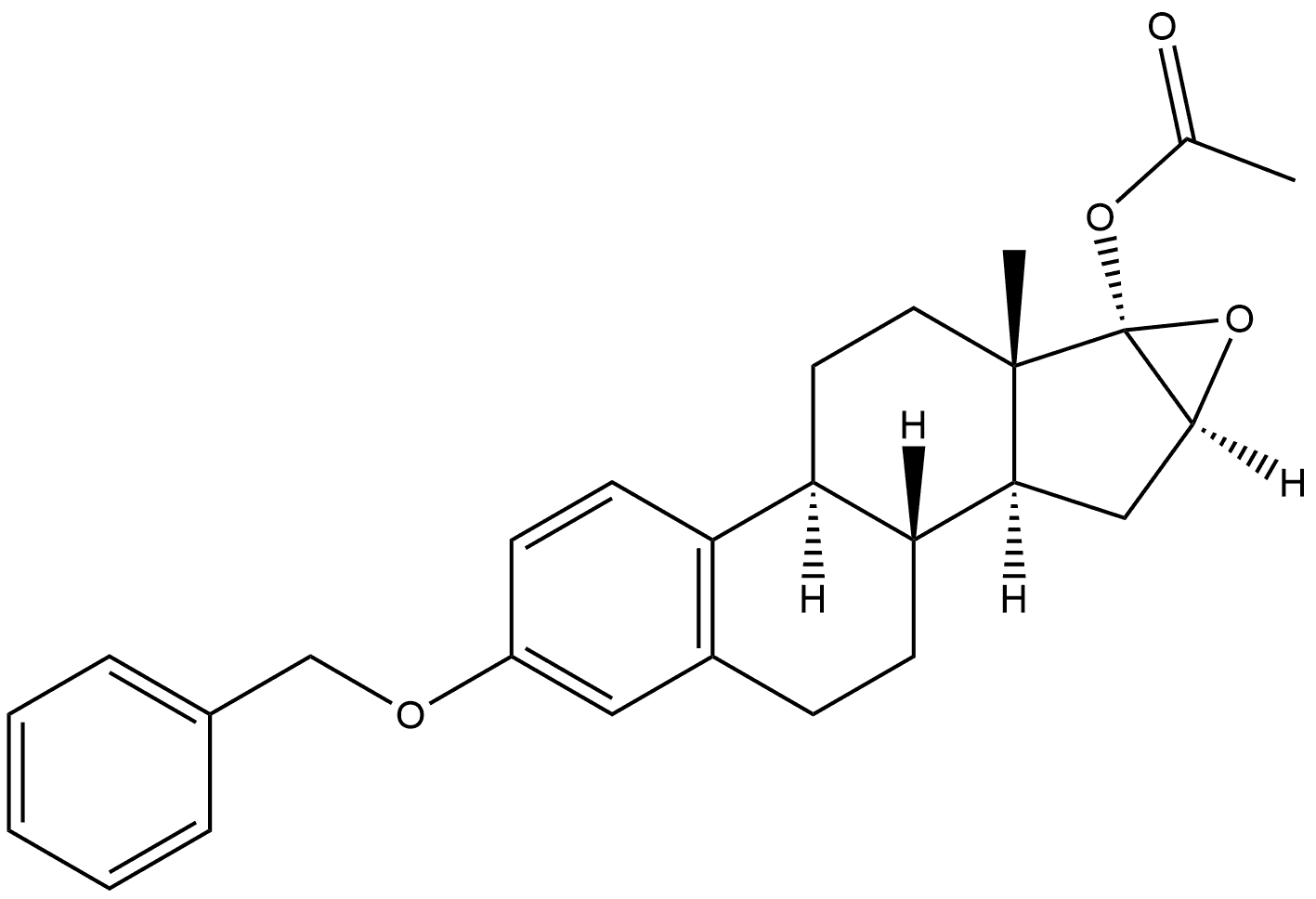 Estra-1,3,5(10)-trien-17-ol, 16,17-epoxy-3-(phenylmethoxy)-, 17-acetate, (16α,17α)- 구조식 이미지