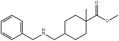 Cyclohexanecarboxylic acid, 1-methyl-4-[[(phenylmethyl)amino]methyl]-, methyl ester Structure