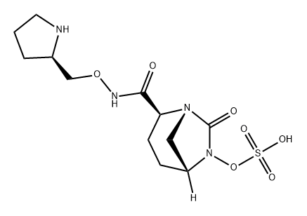 (2S,5R)-7-oxo-N-[(2R)-pyrrolidin-2-ylmethyloxy]-6-(sulfooxy)-1,6-diazabicyclo[3.2.1]octane-2-carboxamide Structure