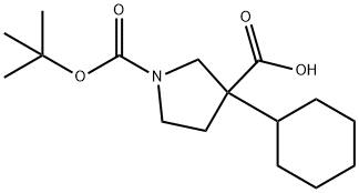 1-[(tert-butoxy)carbonyl]-3-cyclohexylpyrrolidine3-carboxylic acid Structure