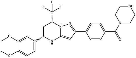 (4-((5S,7R)-5-(3,4-Dimethoxyphenyl)-7-(trifluoromethyl)-4,5,6,7-tetrahydropyrazolo[1,5-a]pyrimidin-2-yl)phenyl)(piperazin-1-yl)methanone Structure