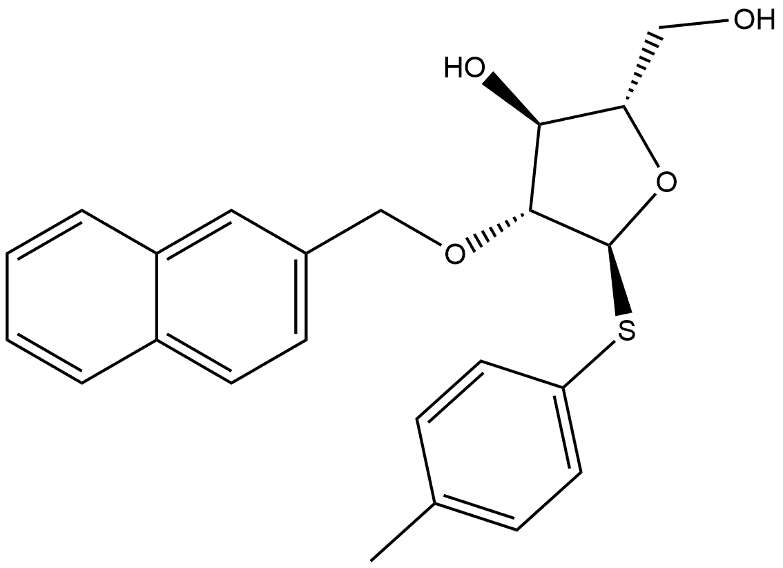 α-L-Arabinofuranoside, 4-methylphenyl 2-O-(2-naphthalenylmethyl)-1-thio- Structure