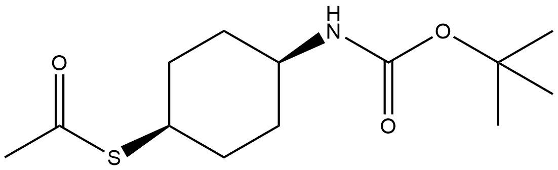 cis-4-<(tert-butyloxycarbonyl)amino>-1-(acetylthio)cyclohexane Structure