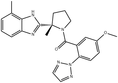Methanone, [5-methoxy-2-(2H-1,2,3-triazol-2-yl)phenyl][(2S)-2-methyl-2-(7-methyl-1H-benzimidazol-2-yl)-1-pyrrolidinyl]- Structure