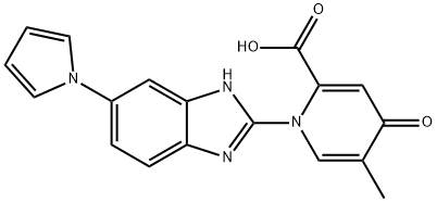 2-Pyridinecarboxylic acid, 1,4-dihydro-5-methyl-4-oxo-1-[6-(1H-pyrrol-1-yl)-1H-benzimidazol-2-yl]- Structure