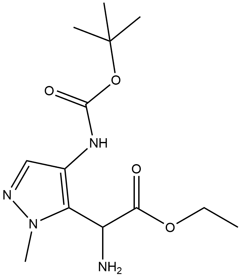 ethyl 2-amino-2-(4-{[(tert-butoxy)carbonyl]amino}-1-methyl-1H-pyrazol-5-yl)acetate Structure