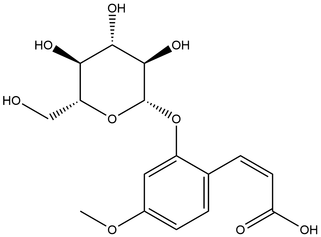 2-Propenoic acid, 3-[2-(β-D-glucopyranosyloxy)-4-methoxyphenyl]-, (2Z)- 구조식 이미지