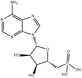 (((2S,3S,4R,5R)-5-(6-Amino-9H-purin-9-yl)-3,4-dihydroxytetrahydrofuran-2-yl)methyl)phosphonic acid Structure