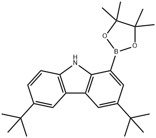 9H-Carbazole, 3,6-bis(1,1-dimethylethyl)-1-(4,4,5,5-tetramethyl-1,3,2-dioxaborolan-2-yl)- Structure