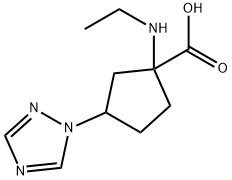 Cyclopentanecarboxylic acid, 1-(ethylamino)-3-(1H-1,2,4-triazol-1-yl)- Structure