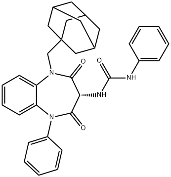 Urea, N-phenyl-N'-[(3S)-2,3,4,5-tetrahydro-2,4-dioxo-1-phenyl-5-(tricyclo[3.3.1.13,7]dec-1-ylmethyl)-1H-1,5-benzodiazepin-3-yl]- Structure