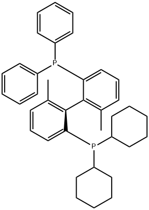 (S)-Dicyclohexyl(2'-(diphenylphosphino)-6,6'-dimethyl-[1,1'-biphenyl]-2-yl)phosphine 구조식 이미지