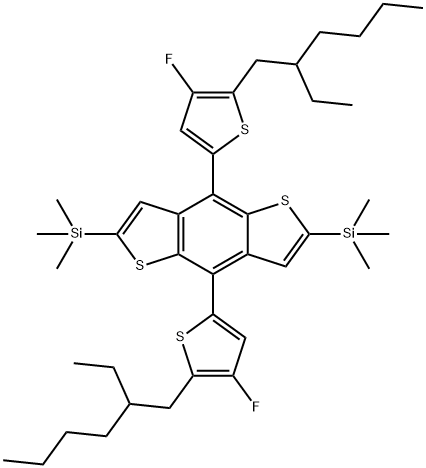 Benzo[1,2-b:4,5-b']dithiophene, 4,8-bis[5-(2-ethylhexyl)-4-fluoro-2-thienyl]-2,6-bis(trimethylsilyl)- Structure