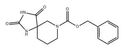 1,3,7-Triazaspiro[4.5]decane-7-carboxylic acid, 2,4-dioxo-, phenylmethyl ester Structure