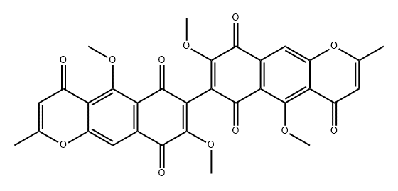 [7,7'-Bi-4H-naphtho[2,3-b]pyran]-4,4',6,6',9,9'-hexone, 5,5',8,8'-tetramethoxy-2,2'-dimethyl- 구조식 이미지