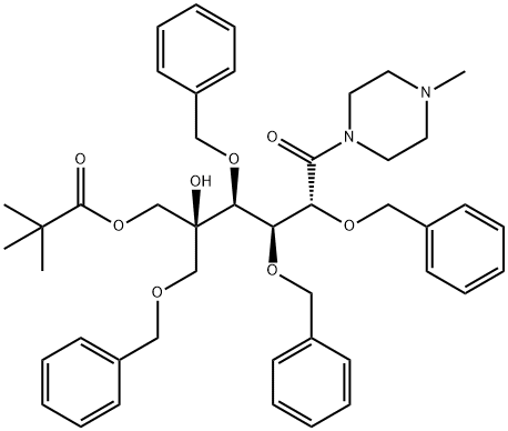 D-Glucose, 5-C-[(2,2-dimethyl-1-oxopropoxy)methyl]-1-C-(4-methyl-1-piperazinyl)-2,3,4,6-tetrakis-O-(phenylmethyl)- Structure
