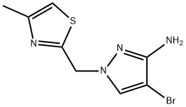 4-Bromo-1-[(4-methyl-1,3-thiazol-2-yl)methyl]pyrazol-3-amine 구조식 이미지